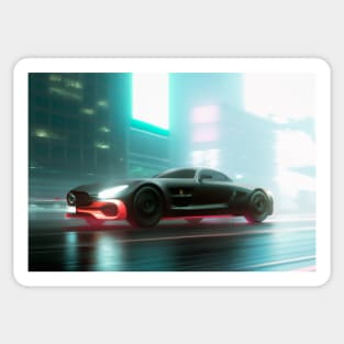 Cyberpunk Mercedes Benz AMG GT in the streets Sticker